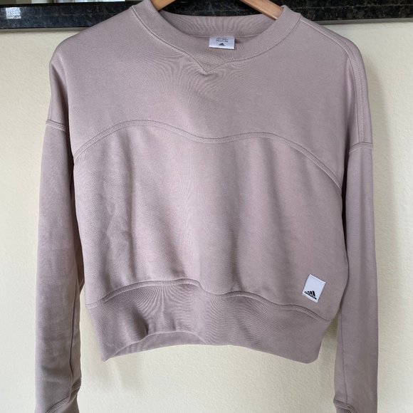 Adidas Taupe Crop Crewneck Sweatshirt - Picture 2 of 7